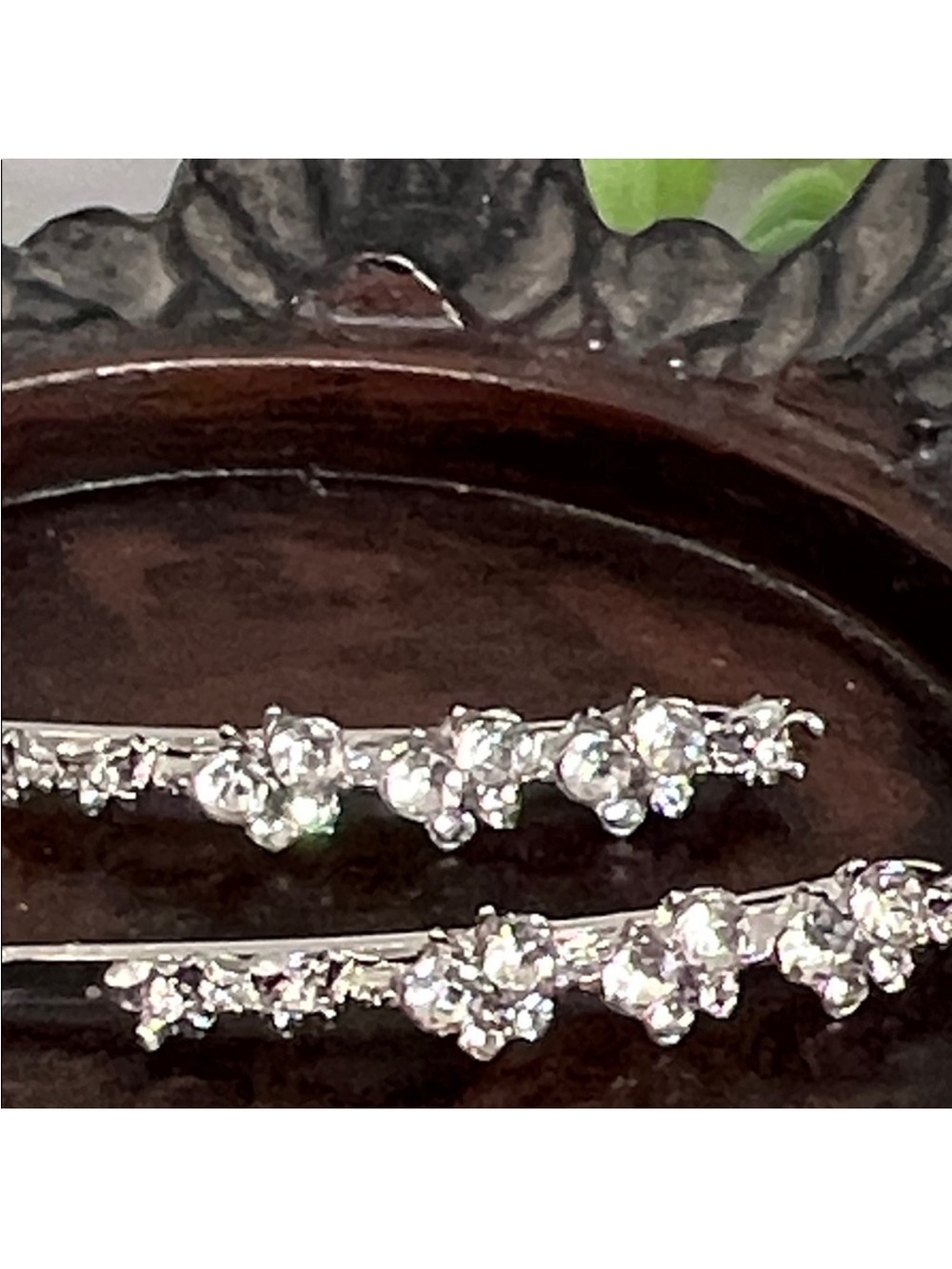 Silver Crystal Linear Hair Pins - Sparkling Silver Hair Accessories